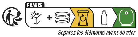 Le tri plus facile: séparez les éléments avant de trier: bouteille en verre (tri verre), étui + bouchon (bac de tri)