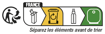 Le tri plus facile: spray (tri verre). Etui (bac de tri). Séparez les éléments avant de trier